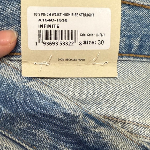 New AGOLDE 90'S Pinch Waist High Rise Straight Sz 30 In Infinite Capsule Staple - Picture 12 of 13